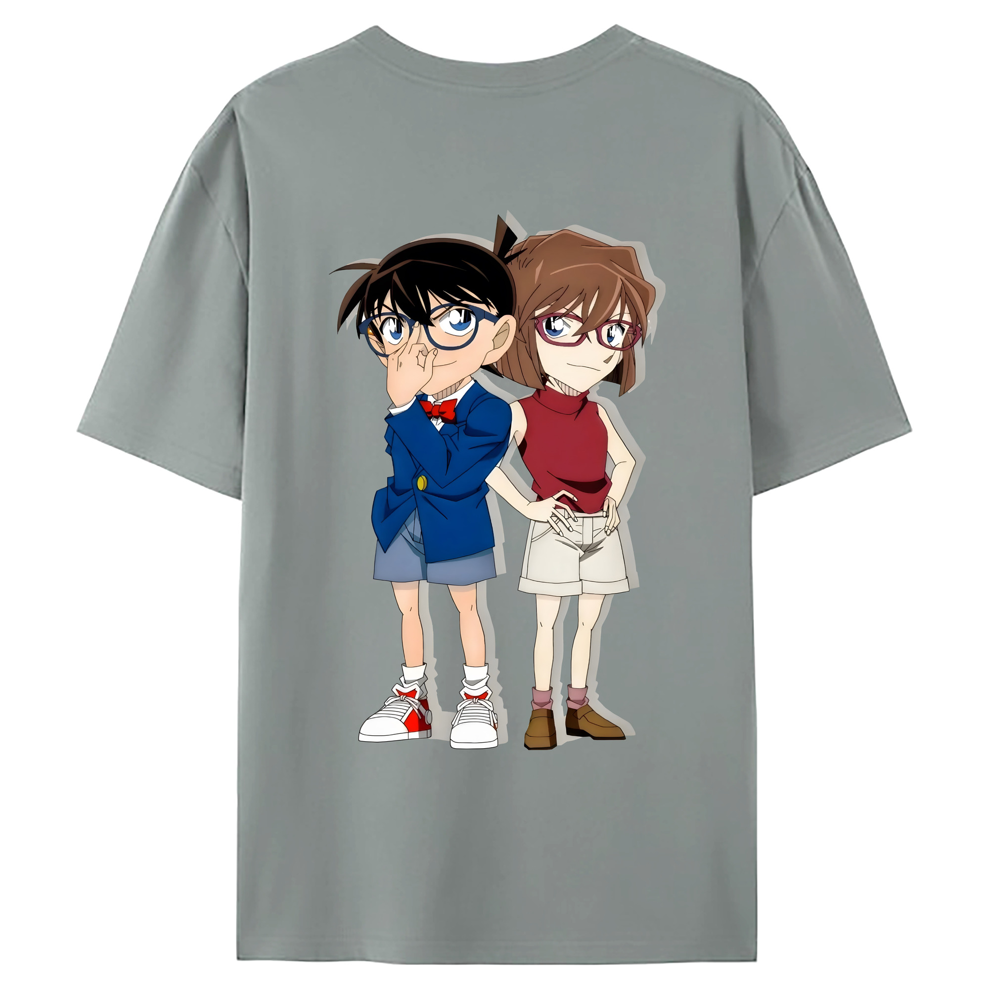 （画像用） 名探偵コナン 灰原 哀 はいばら あい Detective Conan Anita Hailey、Vi Graythorn Haibara Ai 綿100％ メンズ半袖Tシャツ（バックプリント） 通気性